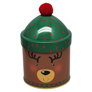 Gift Tin with Pom Pom Hat - Reindeer