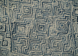 Mid Century Modern Hand Tufted 2x3, 3x5, 5x8, 6x9, 8x10 and 9x12 Woolen Beige and Blue Area Rug | MIR1