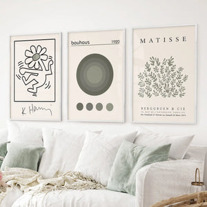 Sage Green Henri Matisse Botanical Art. Bauhaus Poster Set