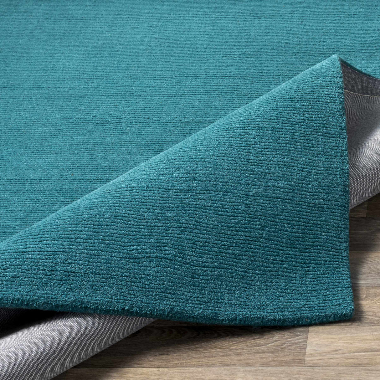 Brockton Solid Teal Wool  Rug