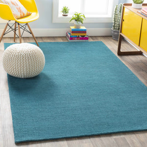 Brockton Solid Teal Wool  Rug
