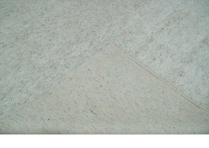 Minimalist Fine Hand Knotted Ivory and Silver 9x12 Rug Made with Fine Wool, Solid Rug | AC37912