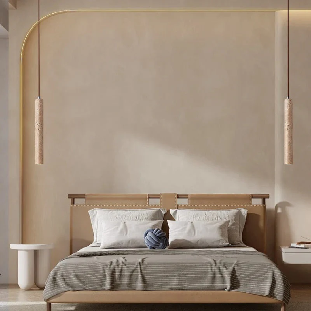 Travertine LED Pendant Light 28cm Minimalist Wabi Sabi Ceiling Lamp