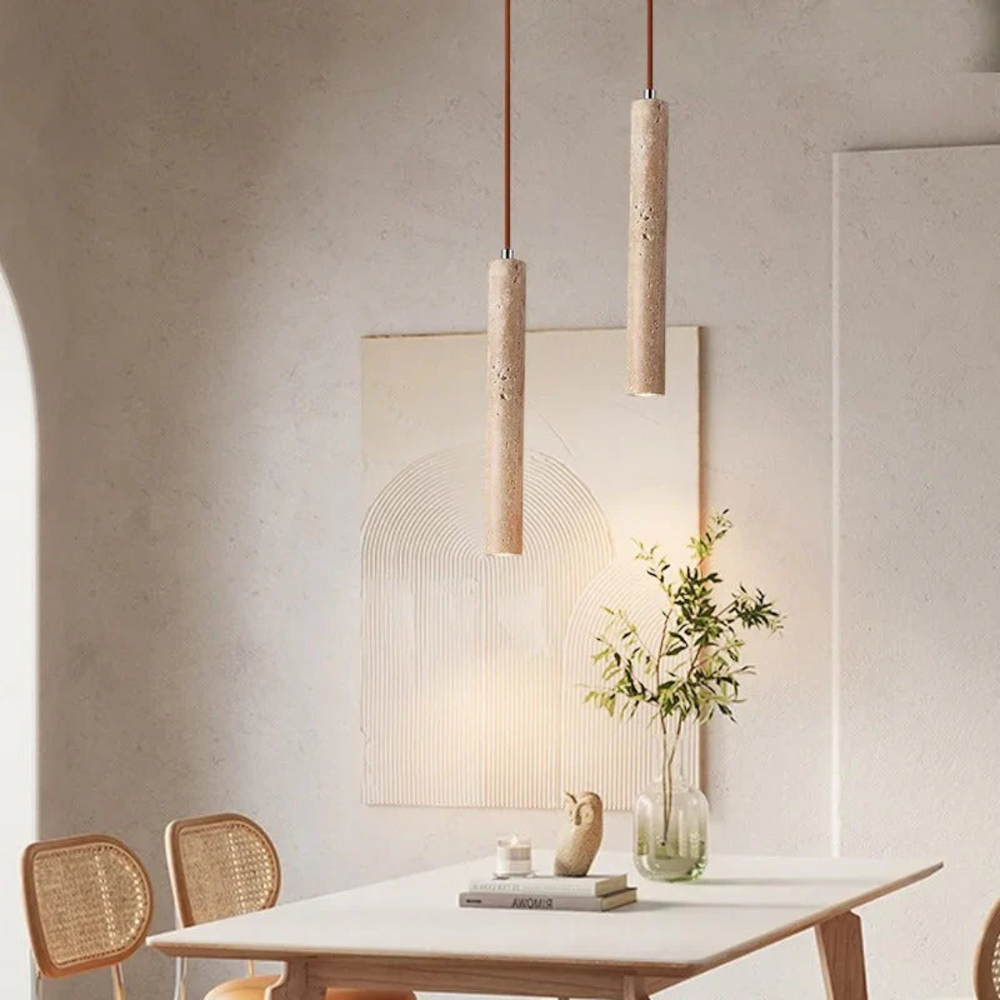 Travertine LED Pendant Light 28cm Minimalist Wabi Sabi Ceiling Lamp