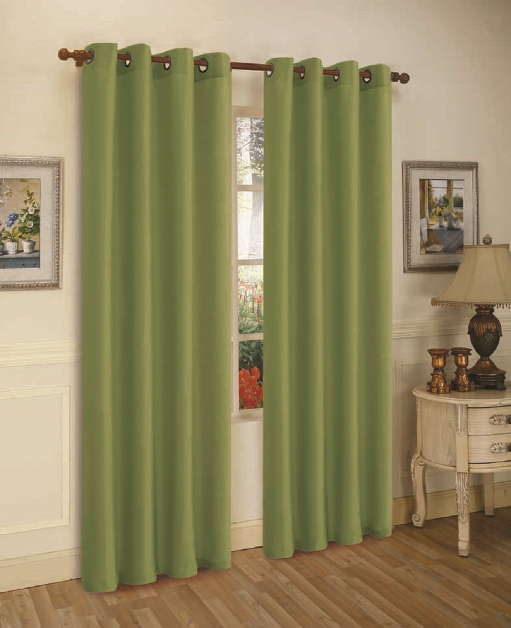 J&V Textiles 2 Panels Solid Grommet Faux Silk Window Curtain Drapes Treatment in 84" Length