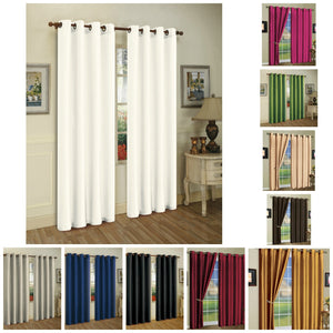 J&V Textiles 2 Panels Solid Grommet Faux Silk Window Curtain Drapes Treatment in 84" Length