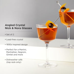 Raye Angled Crystal Nick & Nora Glasses Set of 2