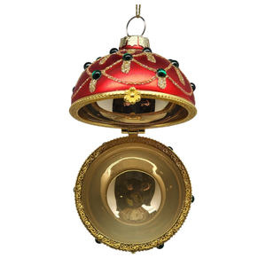 Glittered Hinged Ball Ornament - Ruby Radiance
