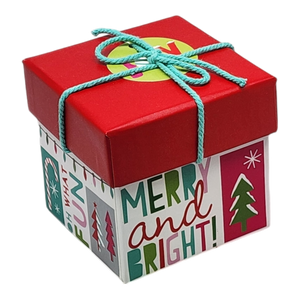 Gift Box Cube for Gift Cards - 3" x 3" - Merry and Bright