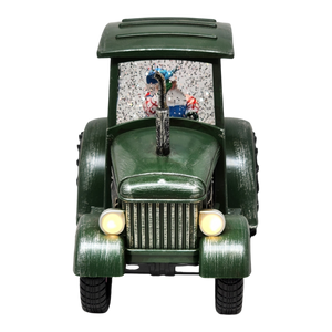 Lighted Water Globe Tractor with Santa Driving