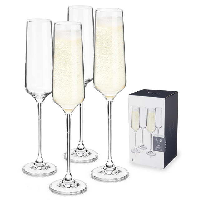 Reserve-inez-crystal-flute-glasses-by-viski-(set-of-4)-Champagne-Glasses