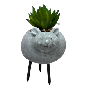 Faux Yellow / Green Succulent In Planter - Mouse