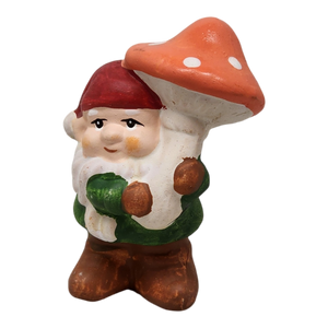 Terracotta Gnome with Mushroom - Orange