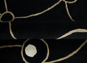 Modern 6x8 Black and Gold Wool and Silk Hand Woven Rug