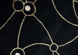 Modern 6x8 Black and Gold Wool and Silk Hand Woven Rug