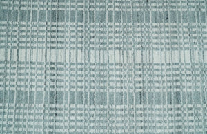 Modern Striped 8x10 Hand Made Ivory and Gray Blended Wool Area Rug