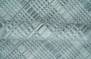 Modern 8x10 Hand Made striped silver and Gray Blended Wool Area Rug