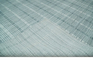 Modern 8x10 Hand Made striped silver and Gray Blended Wool Area Rug