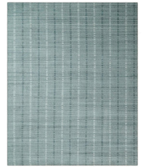 Modern 8x10 Hand Made striped silver and Gray Blended Wool Area Rug