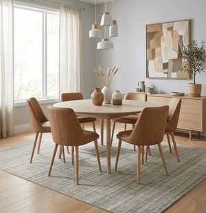 Modern 8x10 Hand Made Striped Olive and White Blended Wool  Area Rug