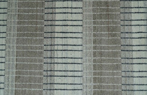 Modern 8x10 Hand Made Stripes Ivory and Brown Wool Flatwoven Area Rug
