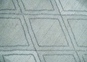 Modern 8x10 Silver, Ivory and Charcoal Geometrical Handmade Art Silk Area Rug