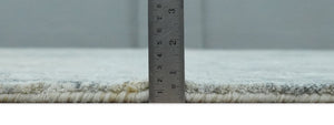 Modern Abstract  8x10 Silver, Charcoal and Olive Hand Loomed Blended wool and Art silk Area Rug