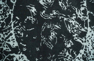 Modern Abstract Black and Silver Hand Knotted 6x9 Wool and Bamboo silk Area Rug