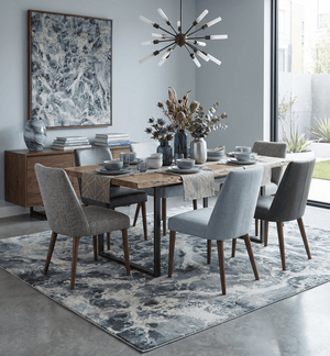 Modern Abstract Blue and Beige Hand Knotted 8x10 Bamboo Silk Rug