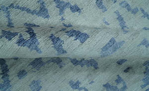 Modern Abstract Blue And Gray Hand Knotted 6x9 Bamboo Silk Area Rug