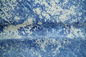 Modern Abstract Blue and Ivory Hand loom 5.6x8 Wool and Viscose Area Rug