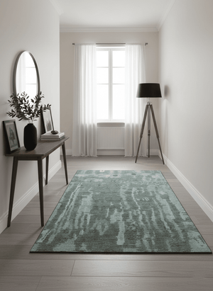 Modern abstract Charcoal and Light Blue Hand knotted 5x8 wool Area Rug