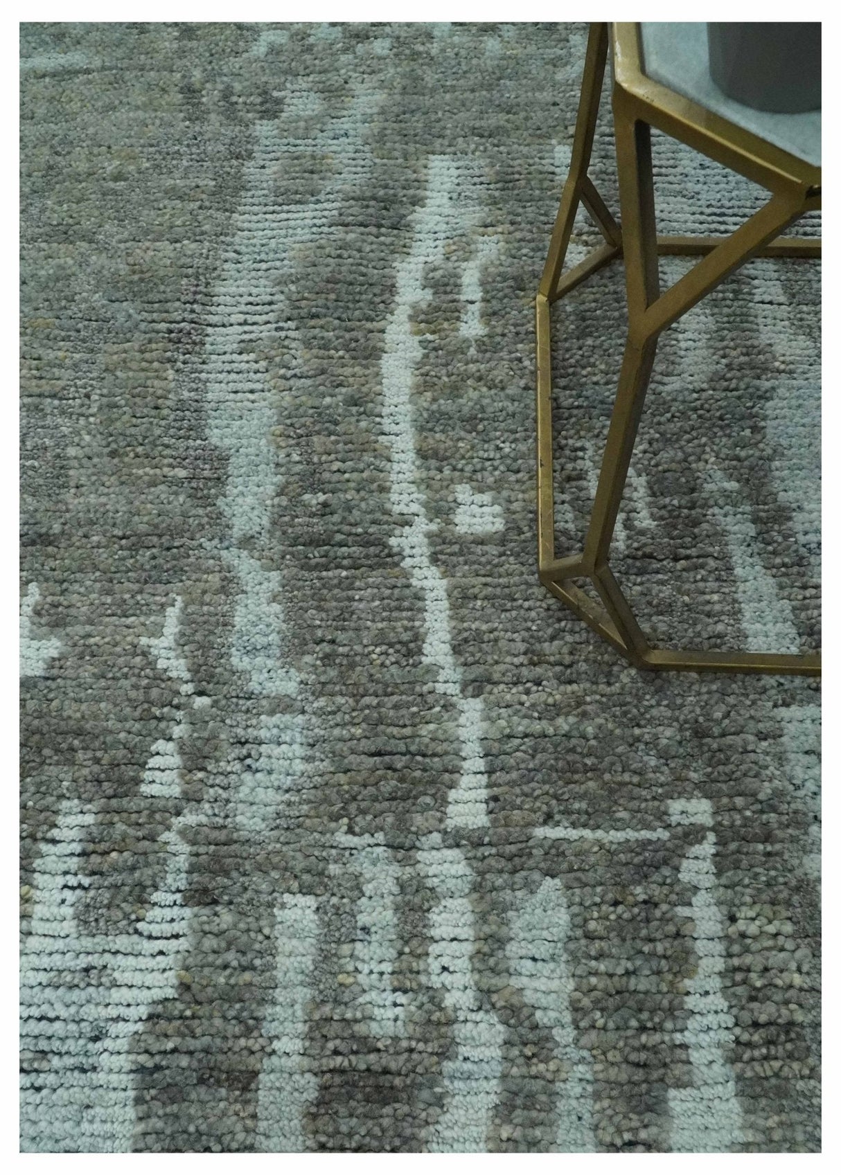 Modern abstract Charcoal and Light Blue Hand knotted 5x8 wool Area Rug