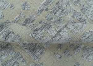 Modern Abstract Design Beige And Gay 8x10 Hand Knotted Wool Area Rug