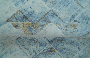 Modern Abstract Design Blue And Brown 8x10 Hand Knotted Wool Area Rug