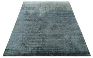 Modern Abstract Design Gray And Silver 9x11 Hand Knotted Bamboo Silk Area Rug