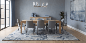 Modern Abstract Design Gray Wool And Bamboo Silk 8x10 Area Rug