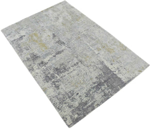 Hand Loom 6x9 Modern Abstract Gray and Ivory Area Rug