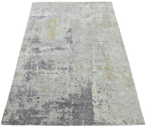 Hand Loom 6x9 Modern Abstract Gray and Ivory Area Rug