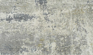 Modern Abstract Gray and Ivory Hand Loom Viscose Area Rug