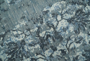 Modern Abstract Gray, Blue, Charcoal and Ivory 5x8 Hand loom wool and Viscose Area Rug