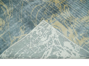 Modern Abstract Gray, Olive and Beige 5x8 Hand loom Viscose Area Rug