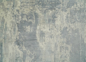 Modern Abstract Handmade 8x10 Beige and Gray Bamboo Silk Area Rug