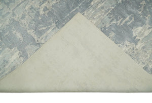 Modern Abstract Handmade 8x10 Beige and Gray Bamboo Silk Area Rug