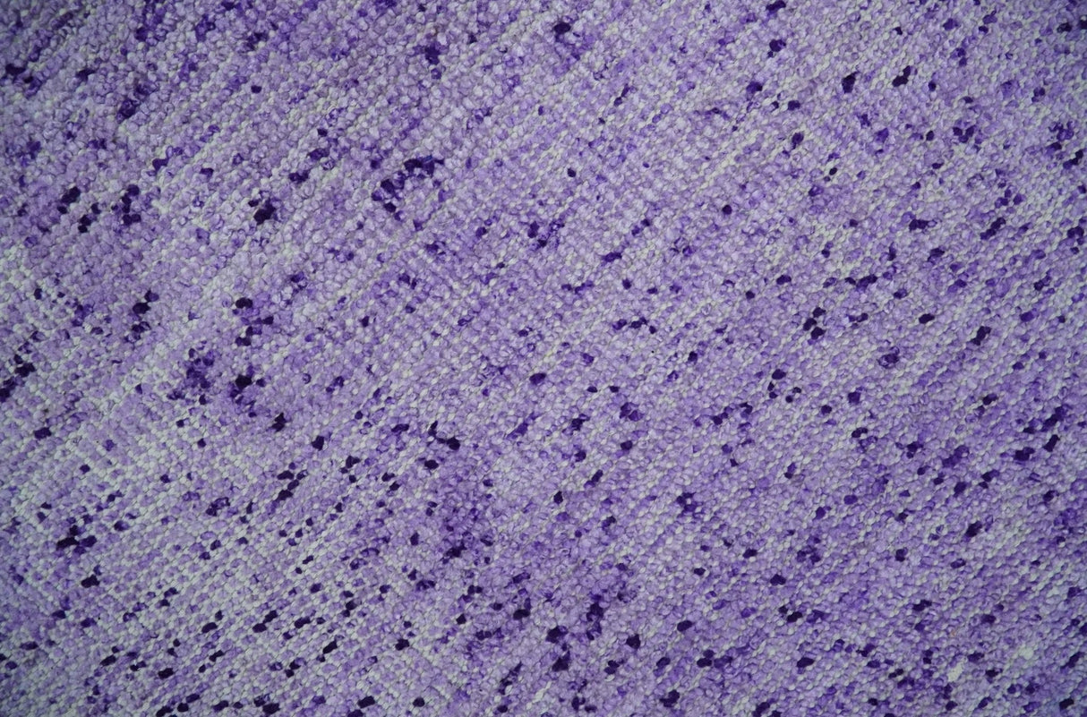 Modern Abstract Purple and Silver Hand knotted 8x10 Woven Art Silk Area Rug