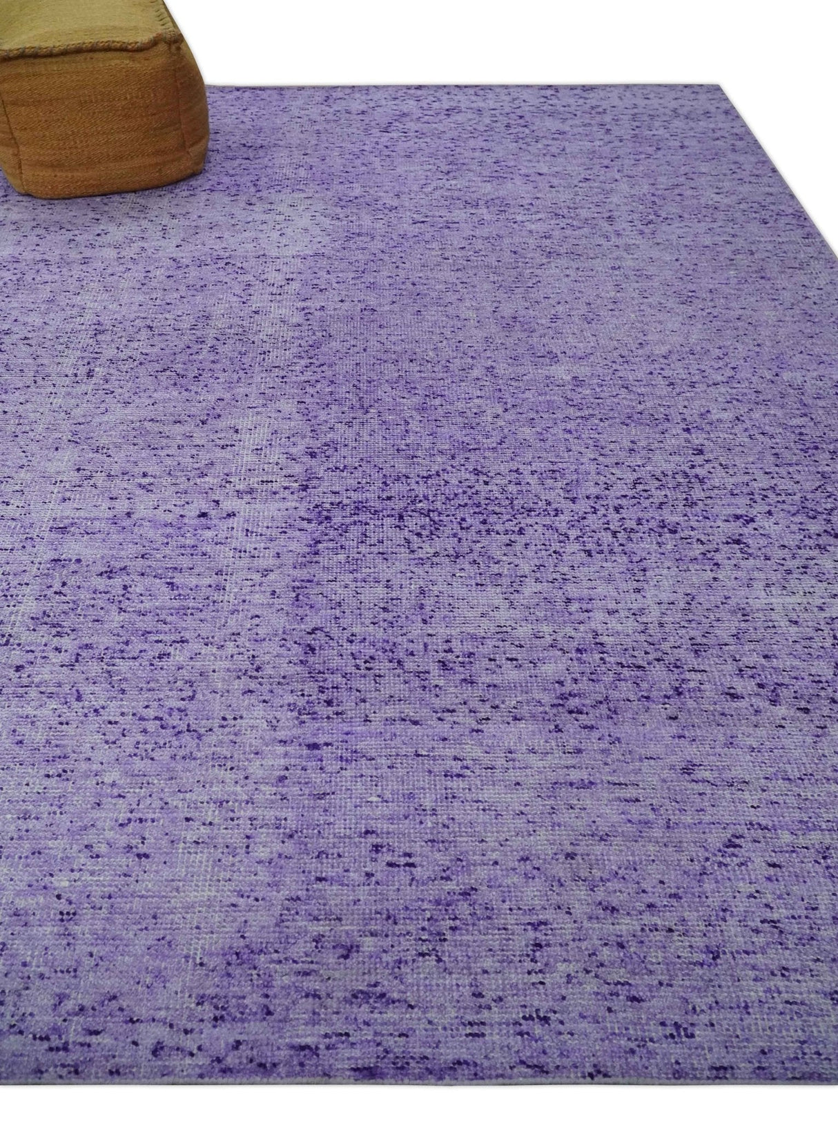 Modern Abstract Purple and Silver Hand knotted 8x10 Woven Art Silk Area Rug
