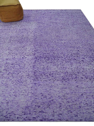 Modern Abstract Purple and Silver Hand knotted 8x10 Woven Art Silk Area Rug