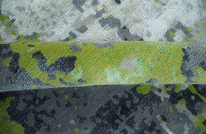 Modern Abstract Silver, Green and Gray Hand Knotted 8x10 Wool and Bamboo Silk Area Rug