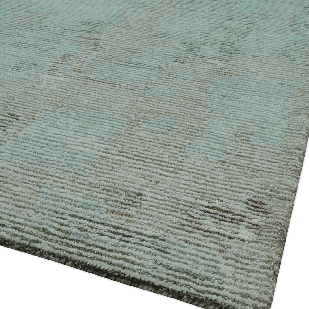Modern Abstract Teal, Olive and Ivory Hand Tufted Multi Size wool area rug