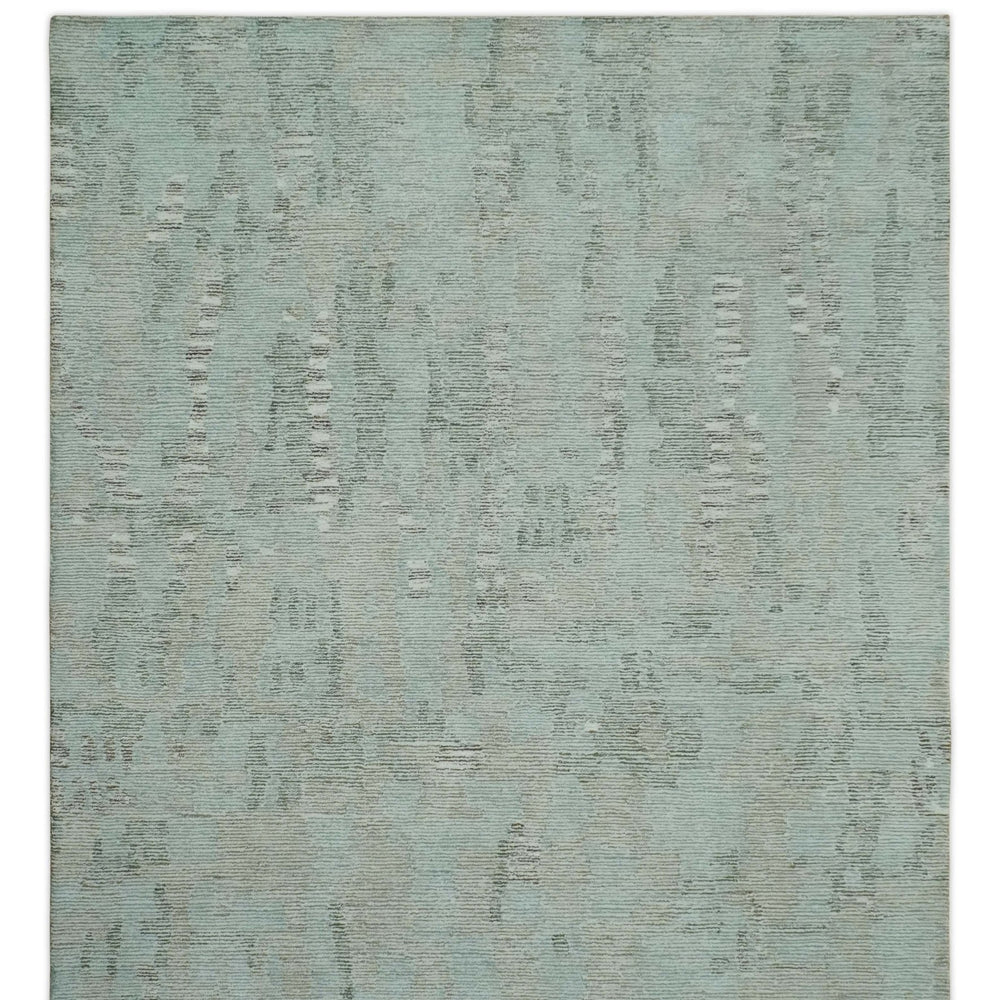 Modern Abstract Teal, Olive and Ivory Hand Tufted Multi Size wool area rug